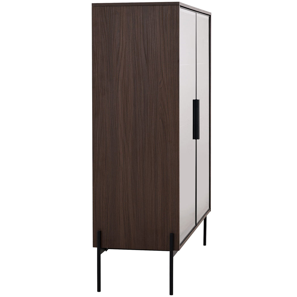 Modern Minimalist Style LED Curio Cabinet With Tempered Glass Door, Metal Legs