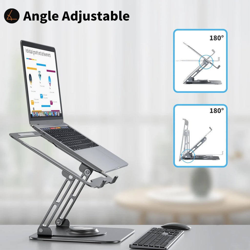 Laptop Stand for Desk, Foldable & Portable Computer Stand 360° Rotating, for 10-16" Laptops