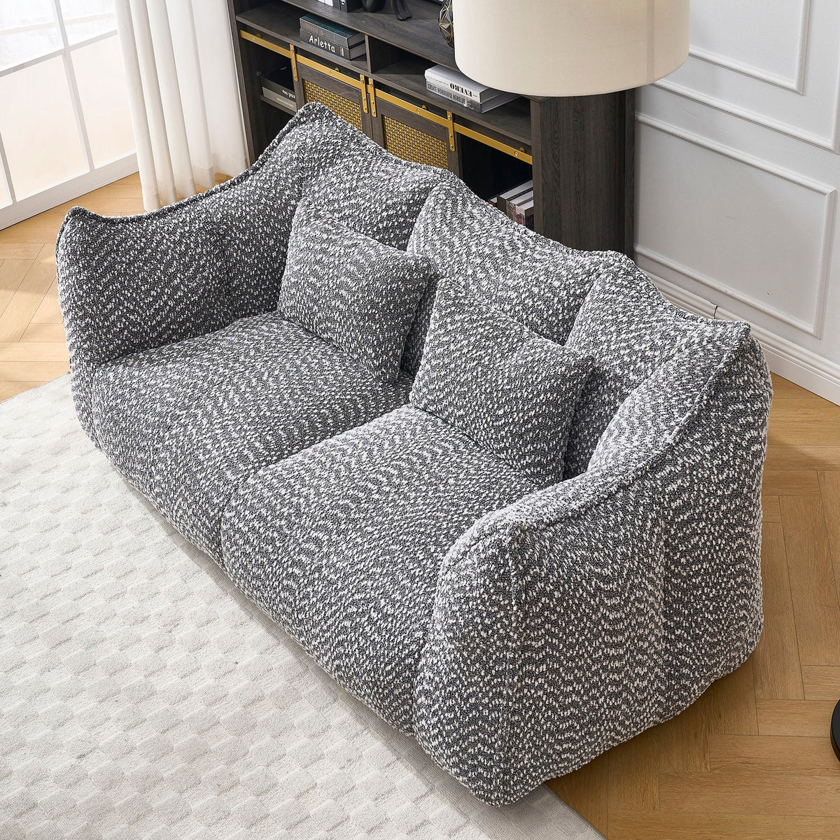 Comfortable Dual Beanbag Chair With High Resilience Foam Core For 2 People