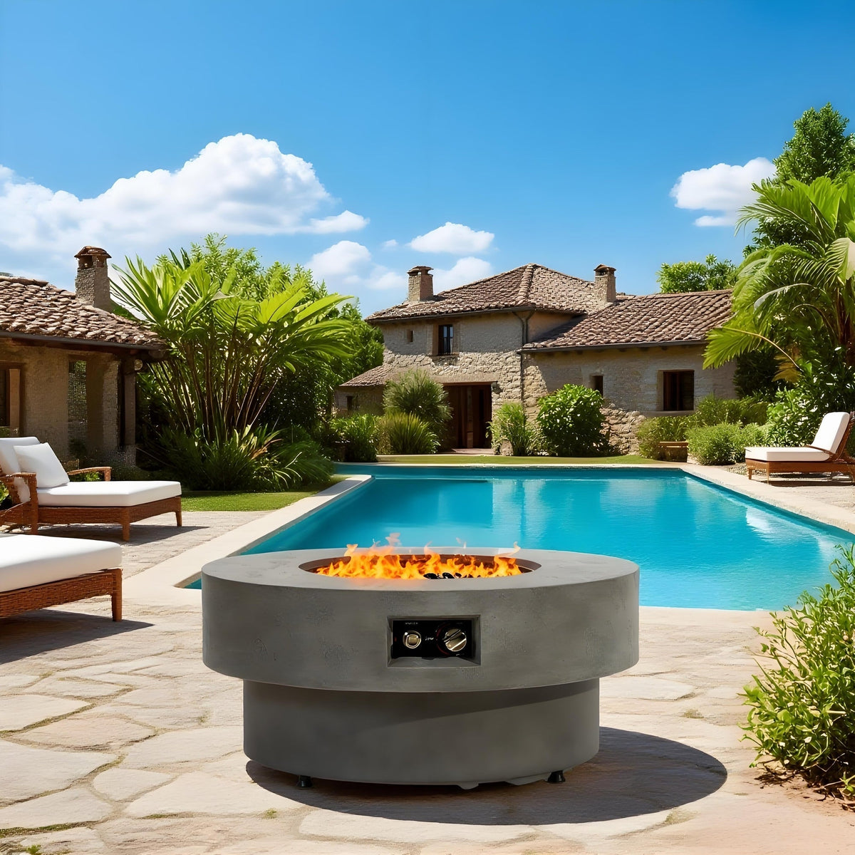 34-Inch Round Propane Fire Pit Table