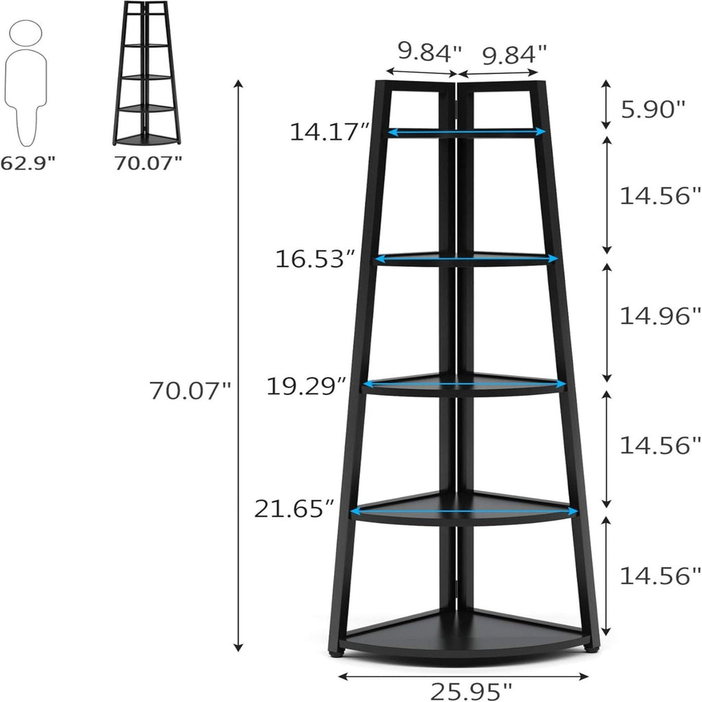 Tall 5 Tier Corner Bookshelf For Living Room