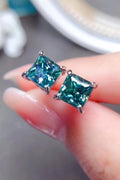 2 Carat Square Sparkala™ Four-Prong Earrings (Platinum-Plated Fine Silver)