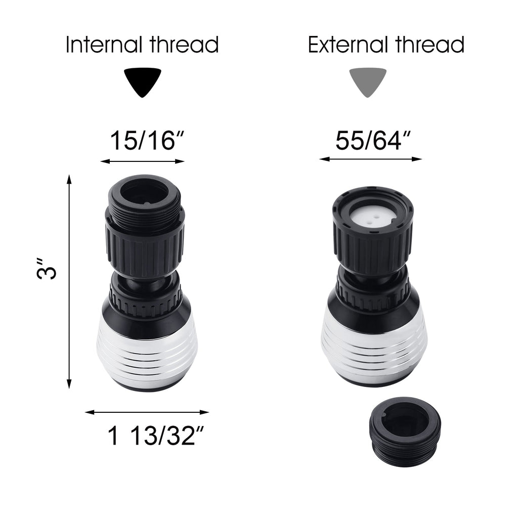 Kitchen Faucet Spray Aerator with 360 Degree Swivel, 1.5 GPM, 2 Pack