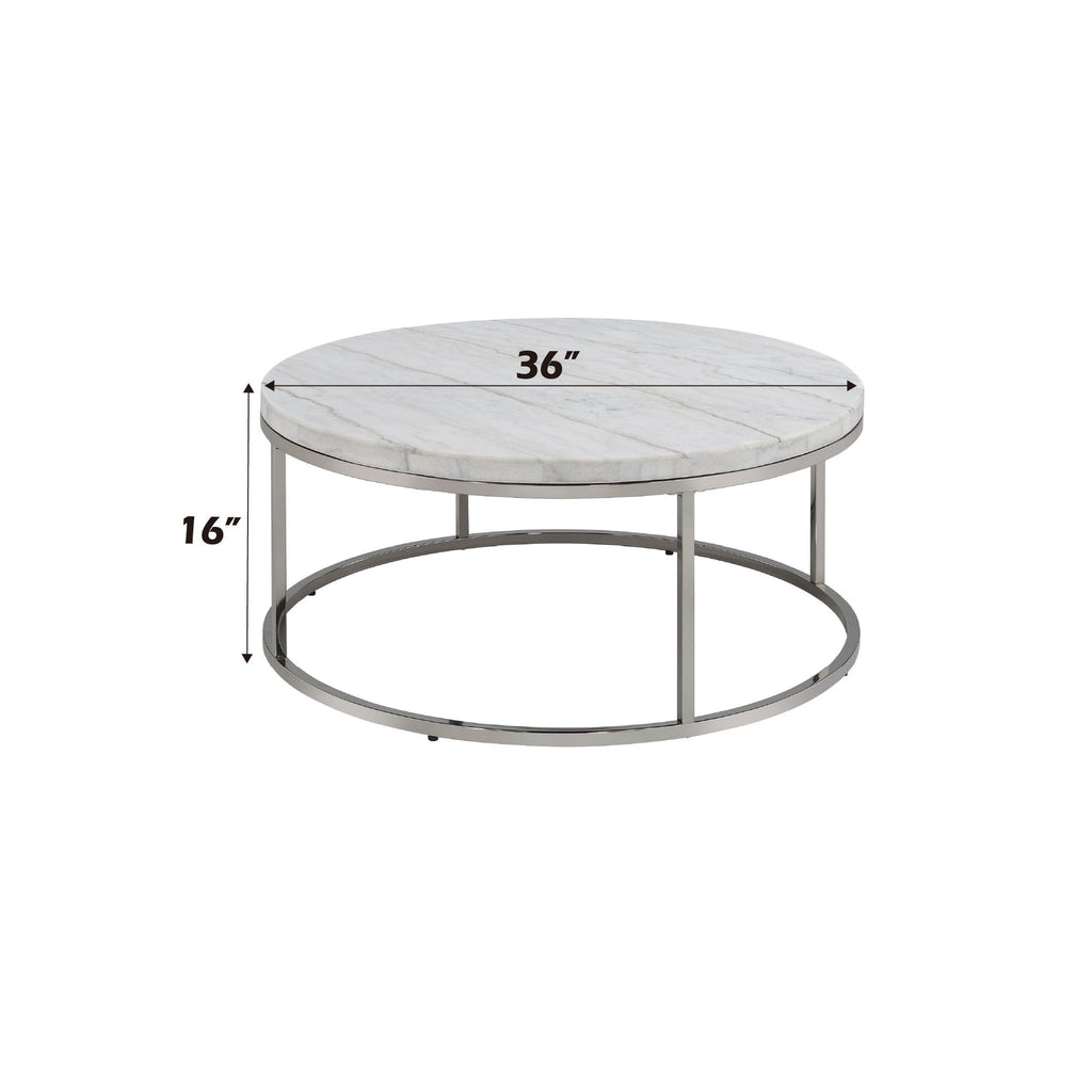 Zaidee Marble Top Nickel Coffee Table - White