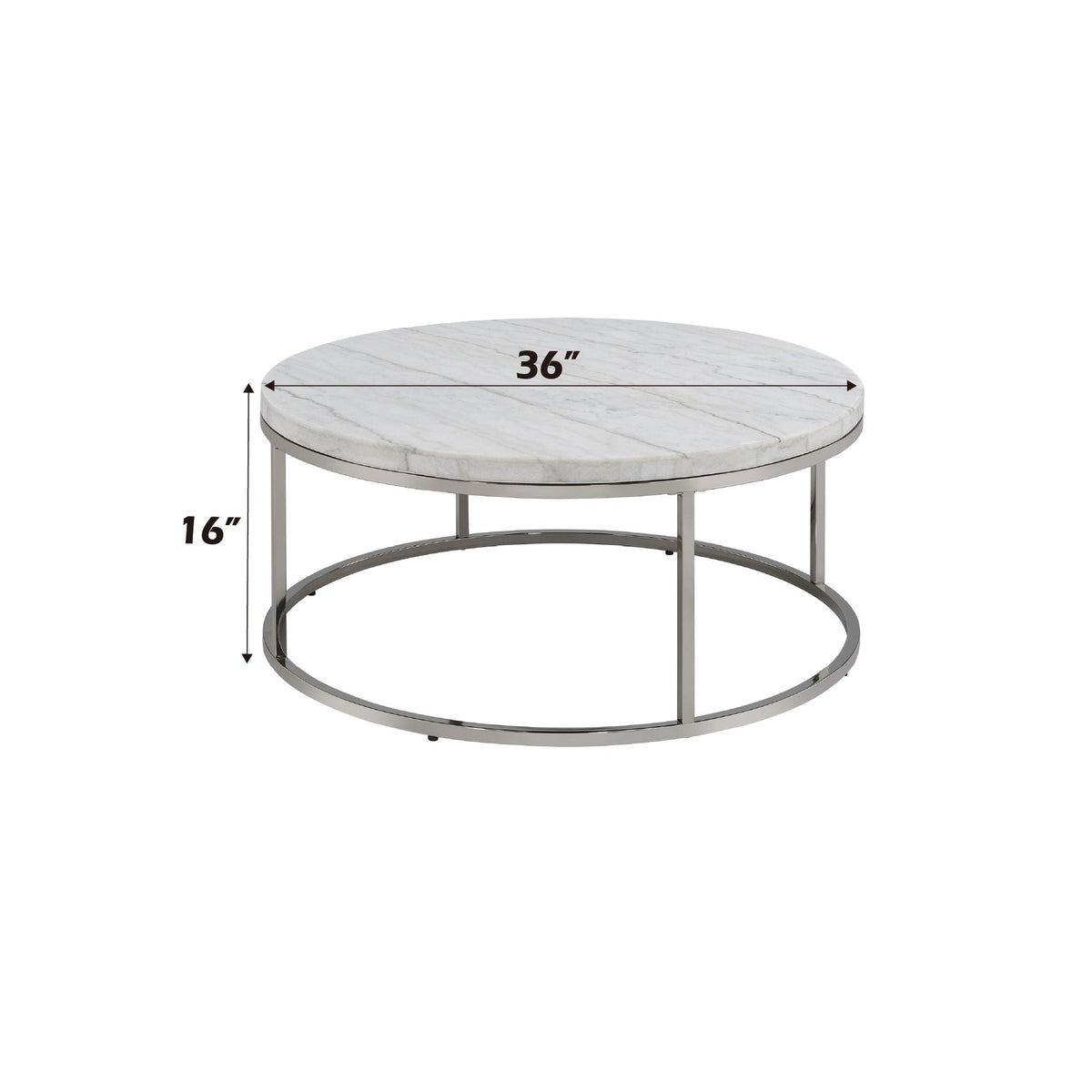 Zaidee Marble Top Nickel Coffee Table - White