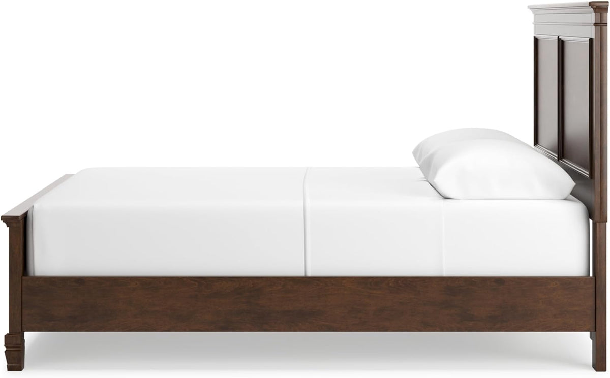 Signature Design by Ashley Danabrin Traditional Queen Panel Bed with Tapered Feet, Foundation or Box Spring Needed, Dark Brown