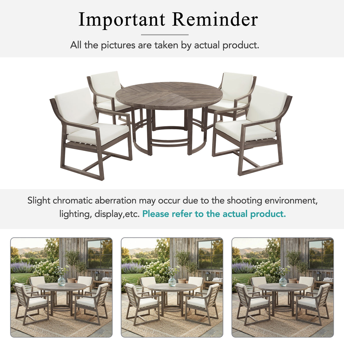 Outdoor Dining Set 5-Piece Patio Table and Chairs with Umbrella Hole