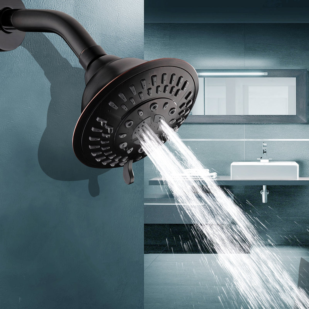 9-Spray Rain Shower Head-Angle Adjustable Fixed Shower Head
