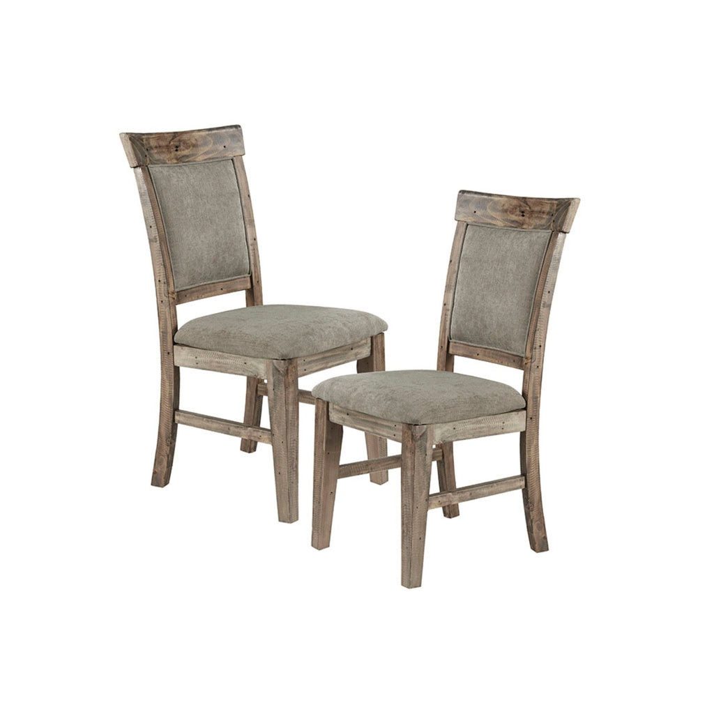 Dining Side Chair Set With Cushioned Back And Seat (Set of 2) - Weathered Gray / Natural