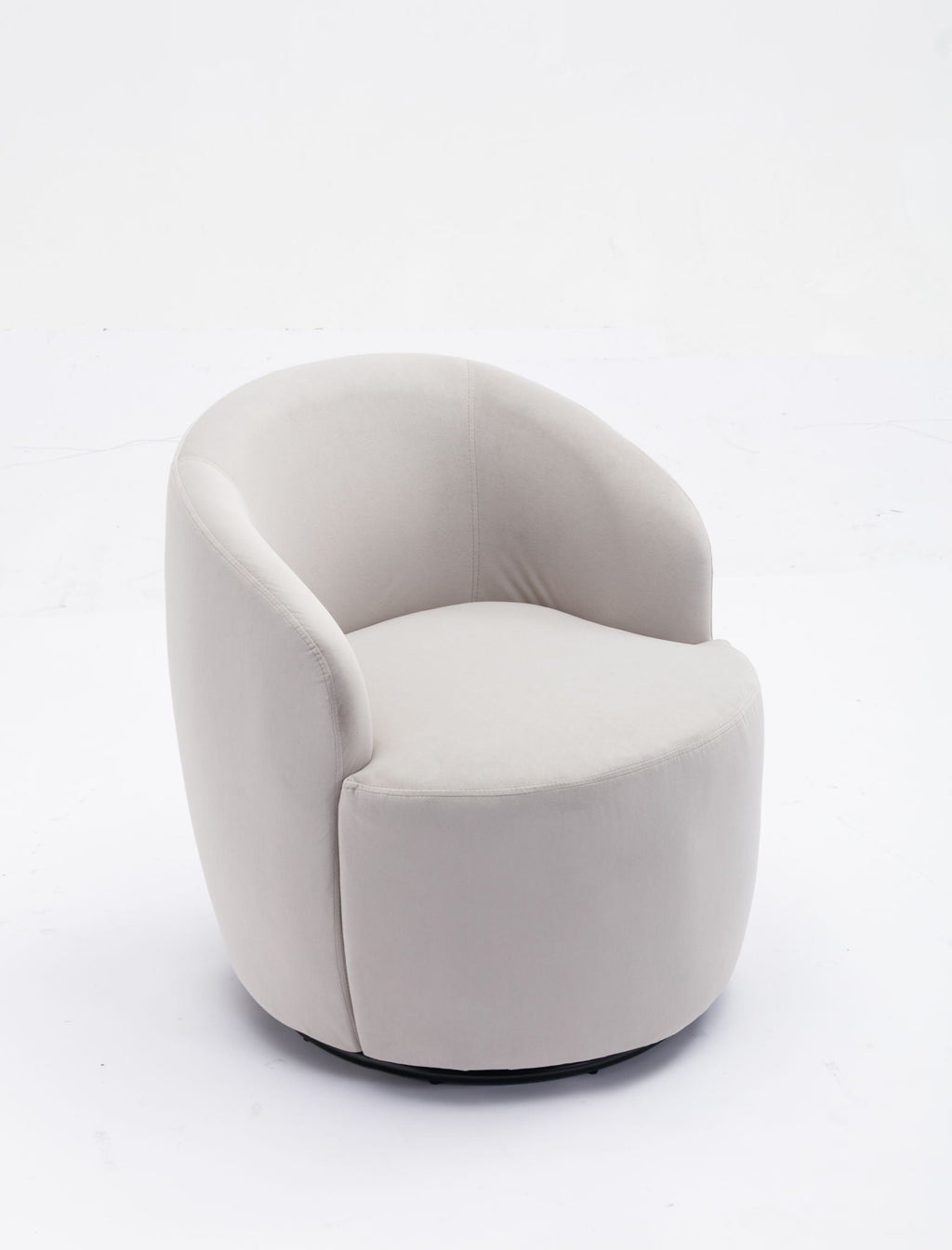 Swivel Accent Armchair Barrel Chair With Powder Coating Metal Ring