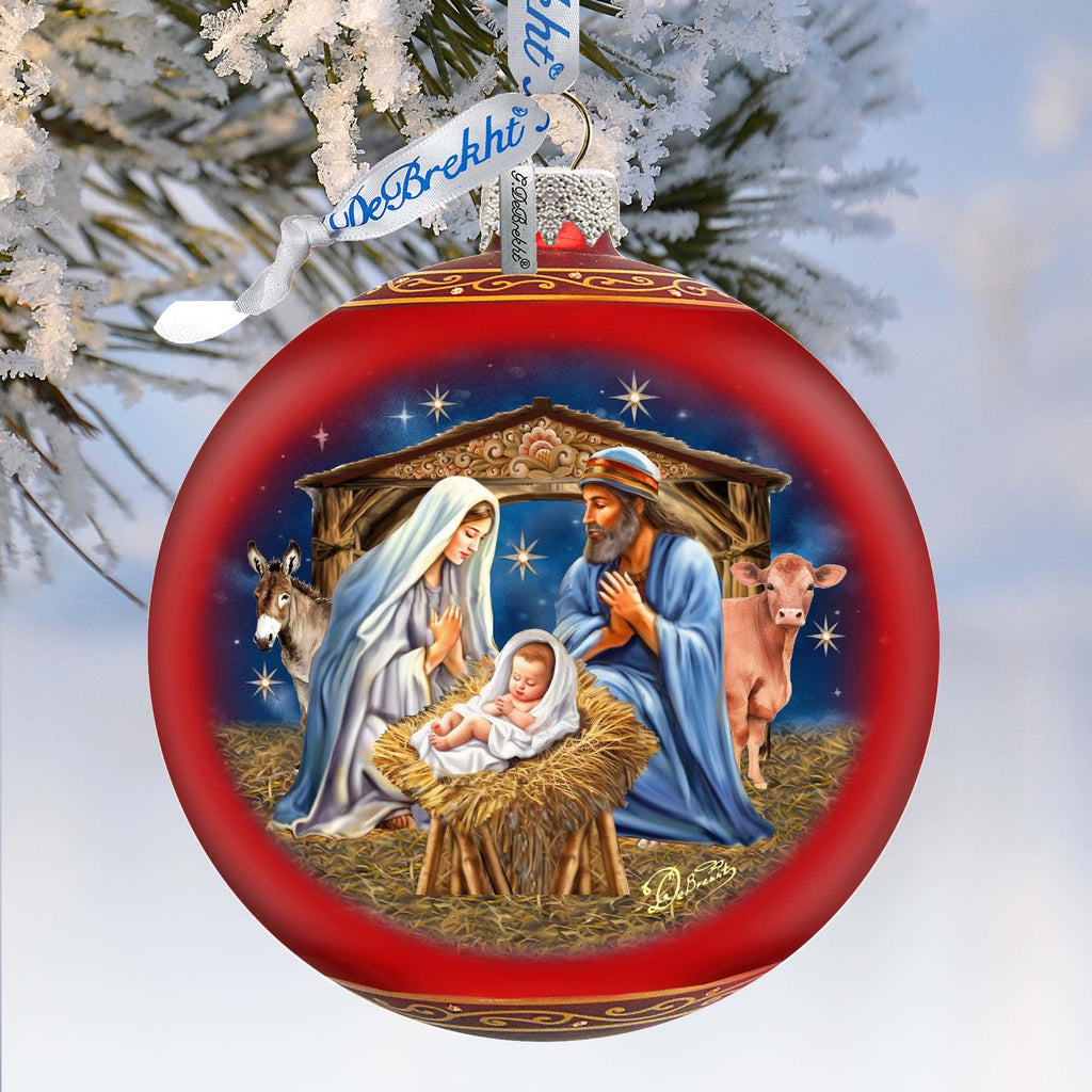 From Stable to Savior Lg Glass Ornament by G.Debrekht - Nativity Holiday Decor - 73956