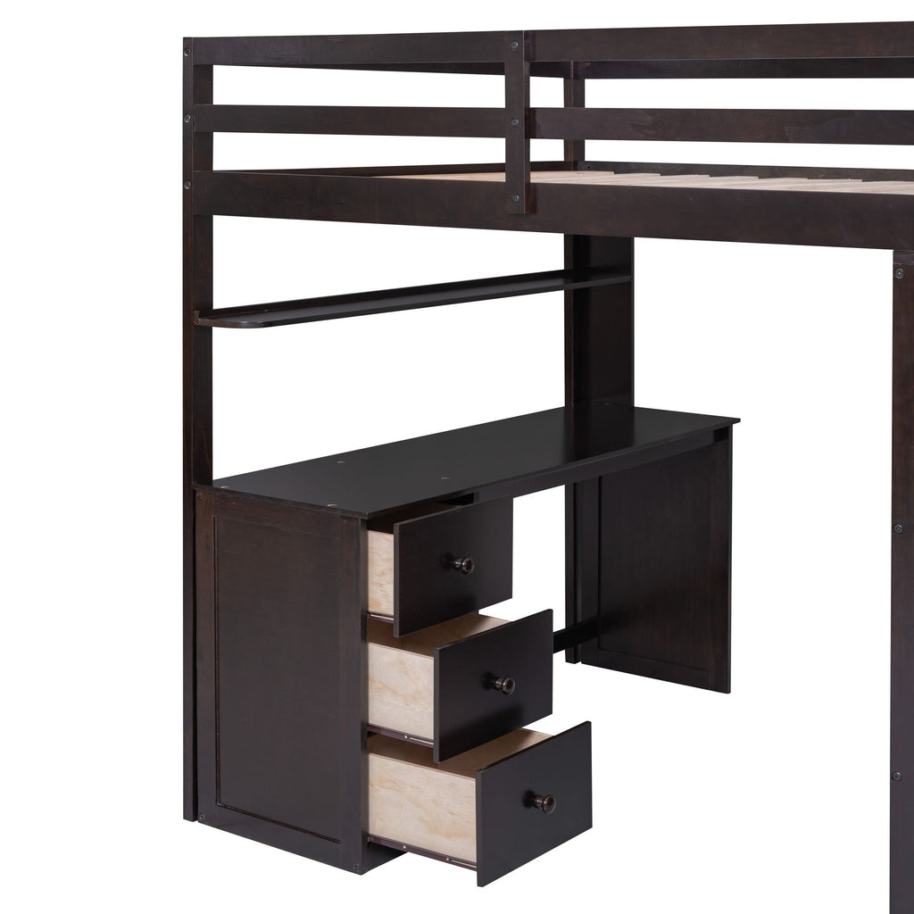 Loft Bed With Drawers, Desk, And Wardrobe