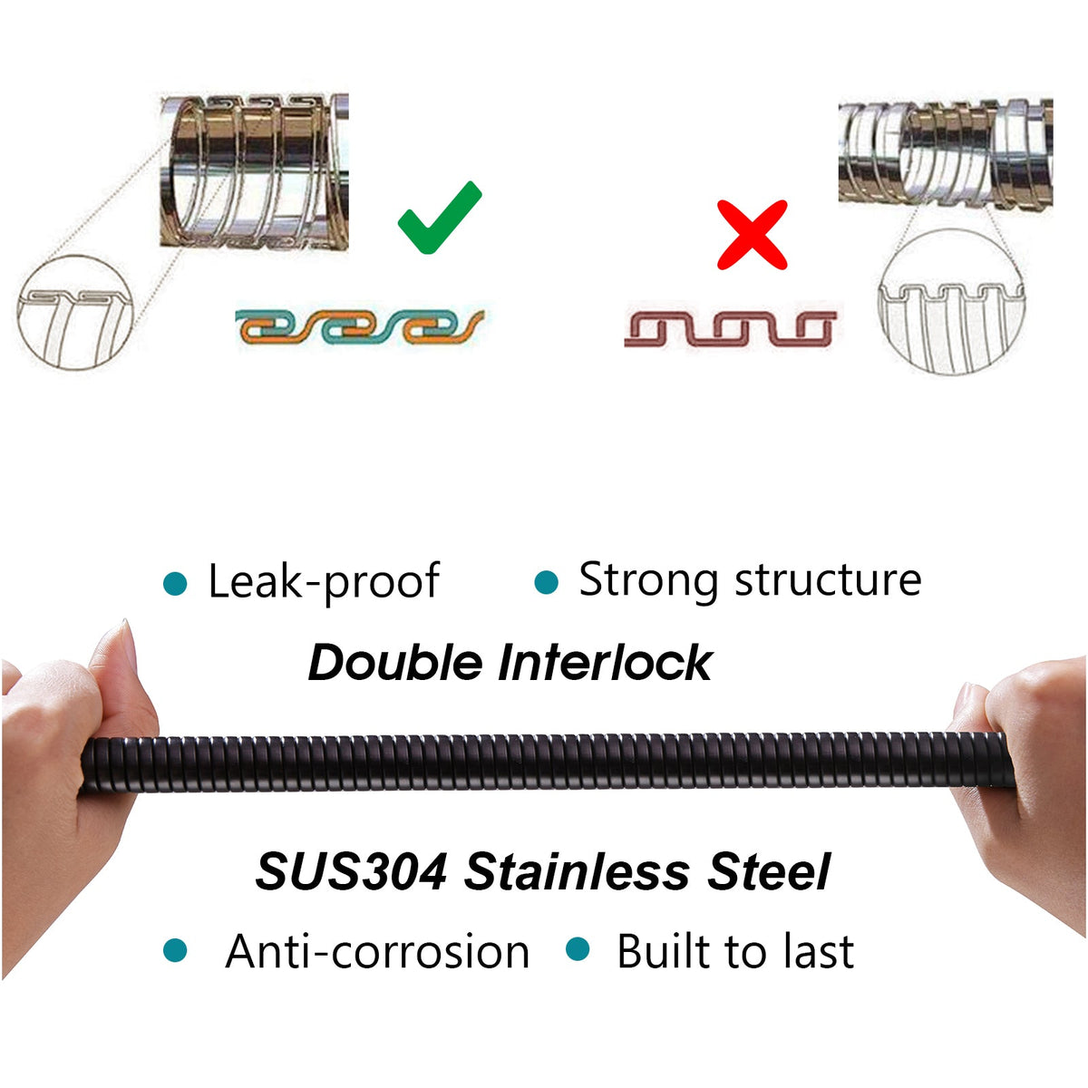 69 Inch Shower Hose For Hand Held Shower Heads,Stainless Steel Kink-Free Hose