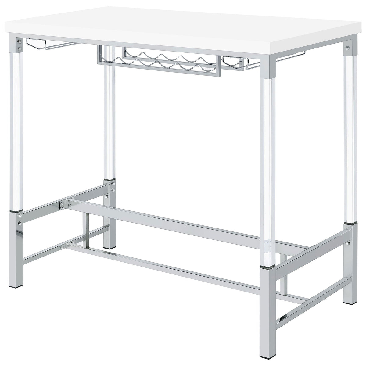 Tonneson - Bar Table With Trestle Base And Wine Storage - White