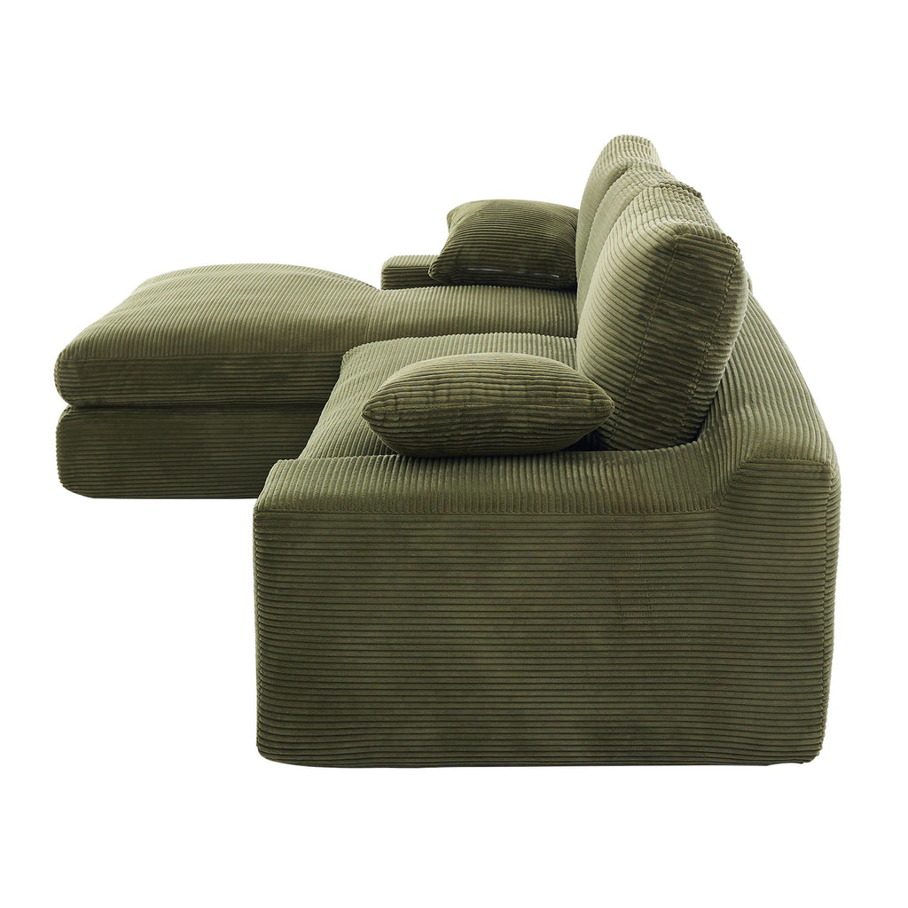 Compressed Sofa With 3 Back Cushions, 2 Throw Pillows