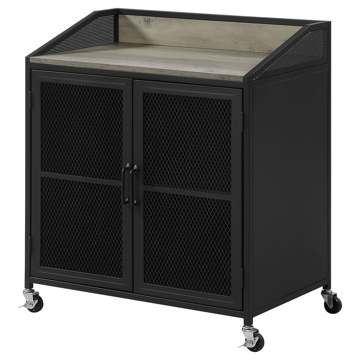 Arlette - 2 Door Mobile Home Bar Wine Cabinet With Smooth Rolling Casters - Black
