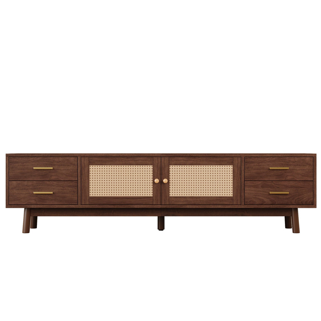 70" TV Stand With Doors For TVs Up To 80", Media Console With 4 Drawers & Cable Holes - Dark Brown