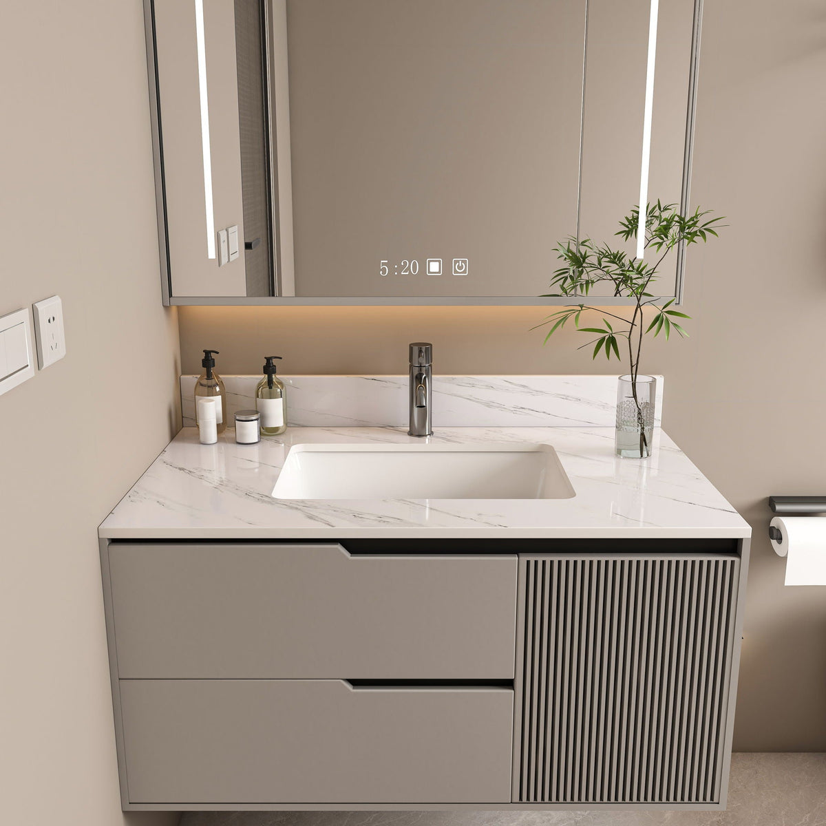 Bianco Carrara Venato Marble Vanity Top With Pre Drilled Faucet Hole And Undermount Sink