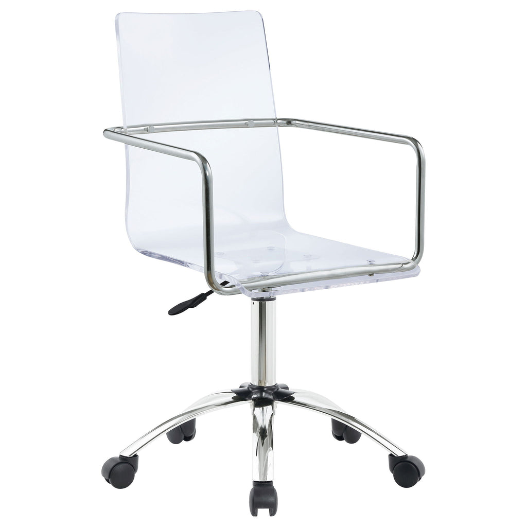Clear Office Chair With Caster Wheels Futuristic Design, Adjustable Height - Clear