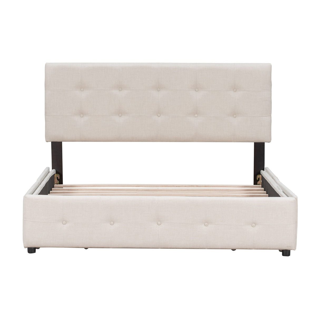 Upholstered Platform Bed With Classic Headboard And Drawers, No Box Spring Needed