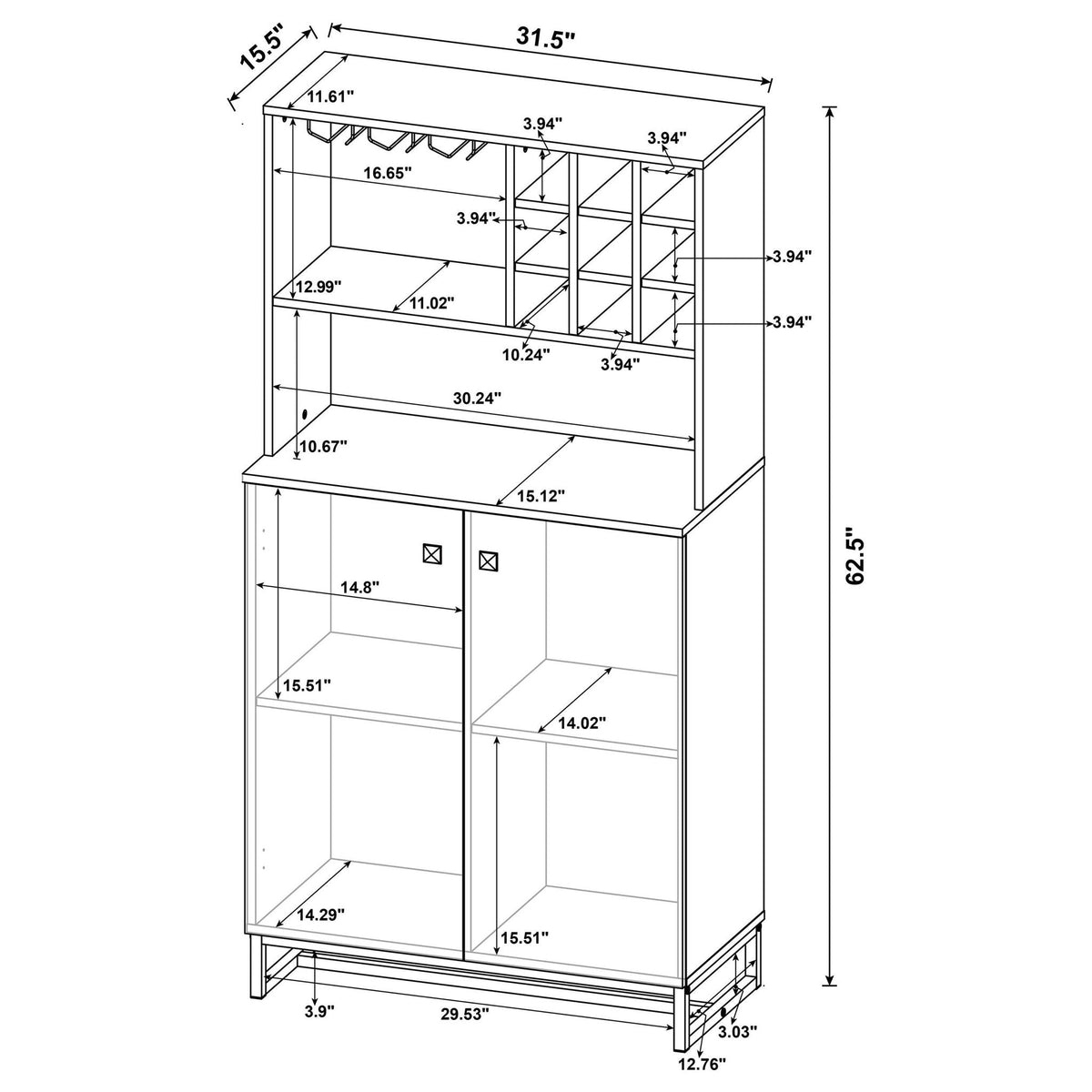 Harlie - 2 Door Wine Cabinet - Oak