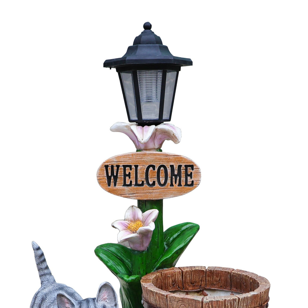 Lying Cat Solar Planter Garden Decor