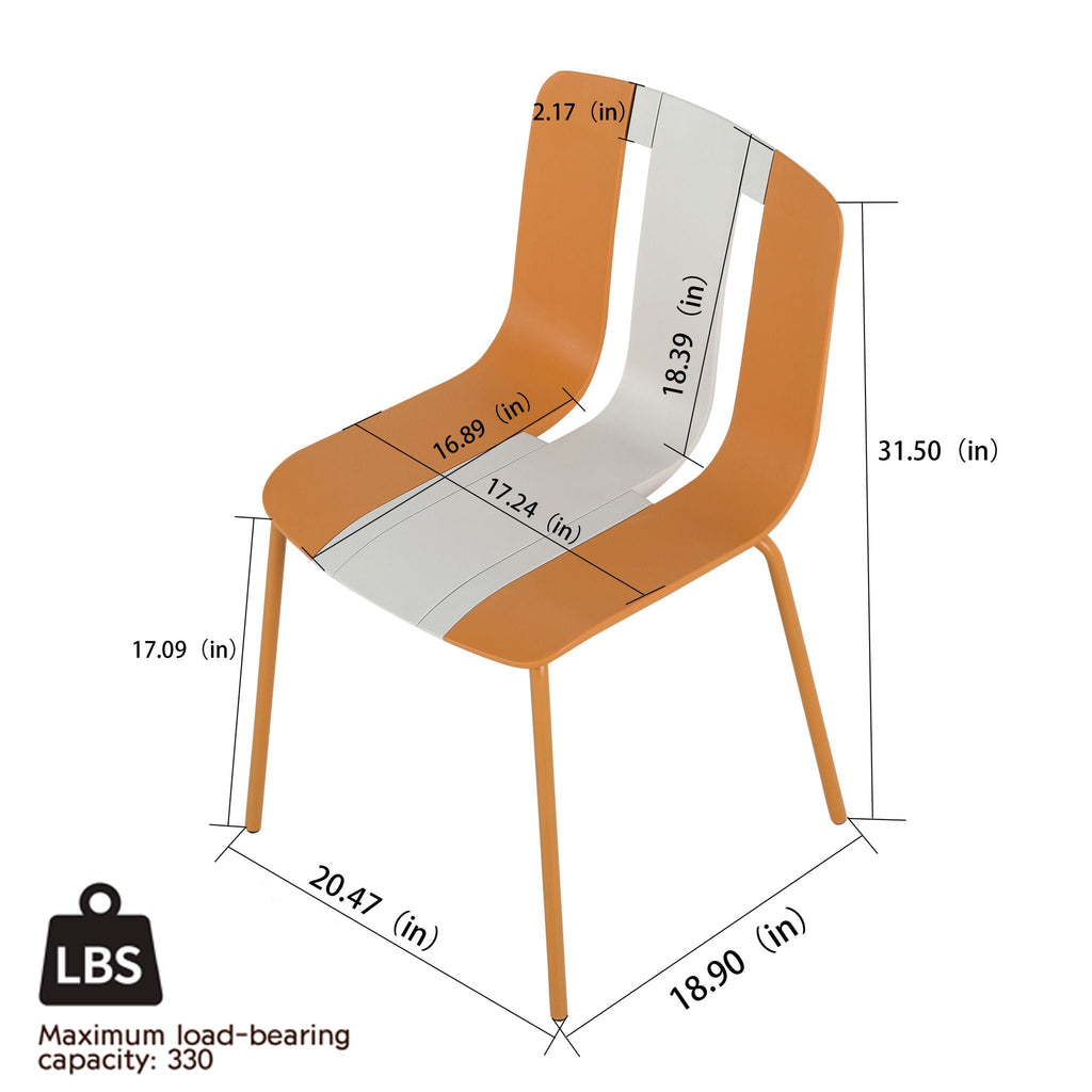 4 Piece Set Of Modern Striped Single Chairs With Folding Square Table