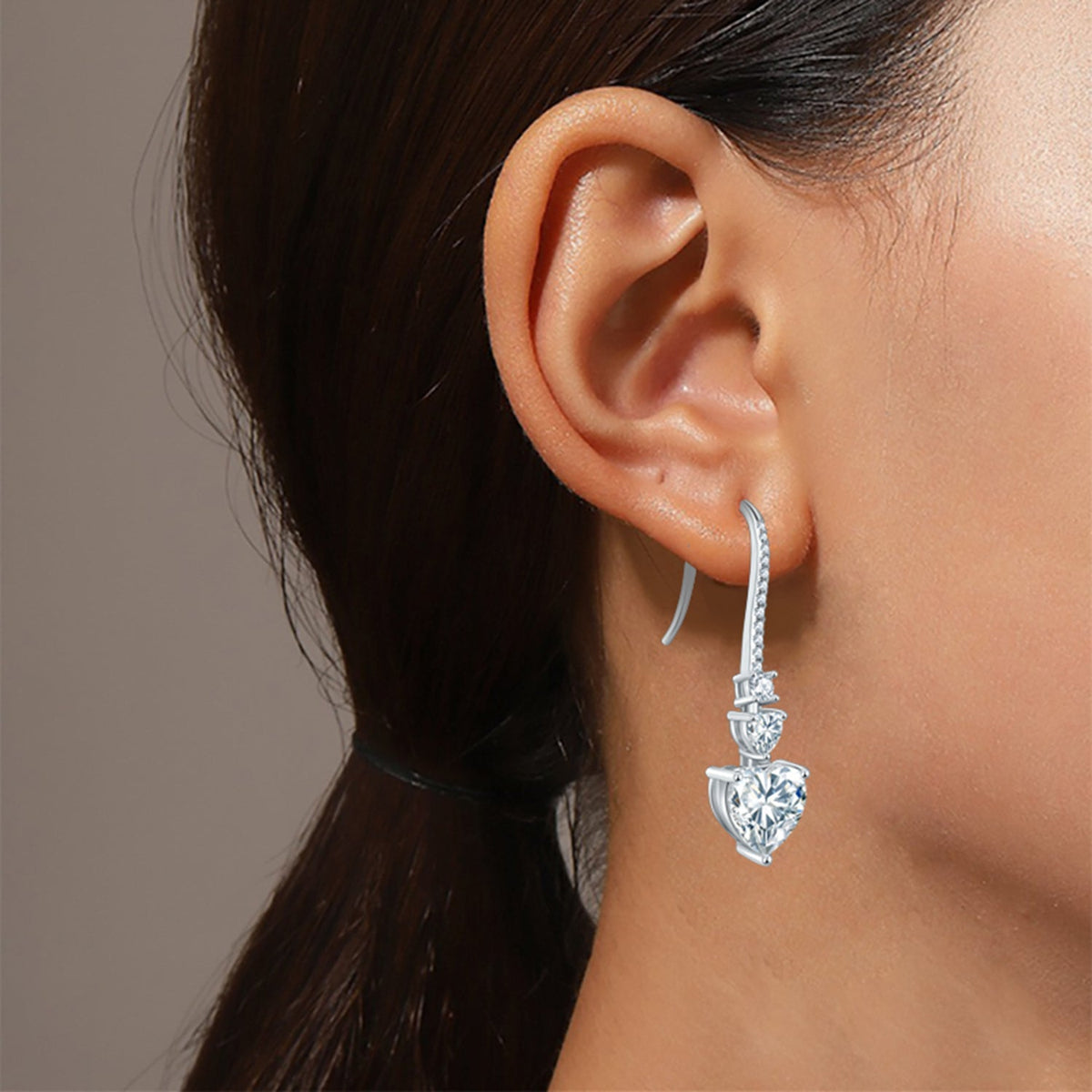 5.44 Carat 925 Sterling Silver Sparkala™ Heart Drop Earrings
