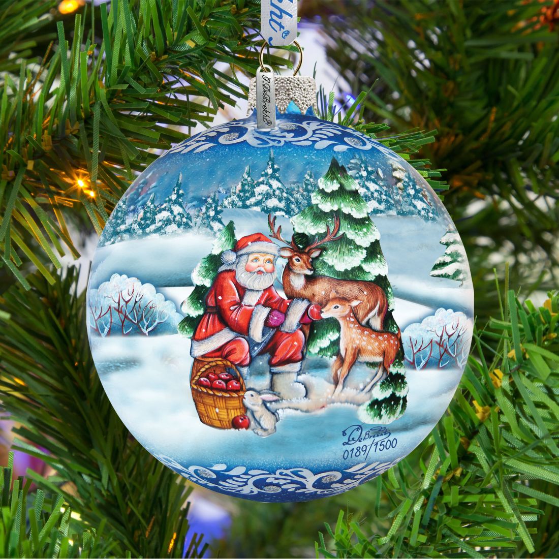 Woodland Watcher Ball Glass Ornament Limited Edition by G. DeBrekht - Christmas Santa Snowman Decor - 73849