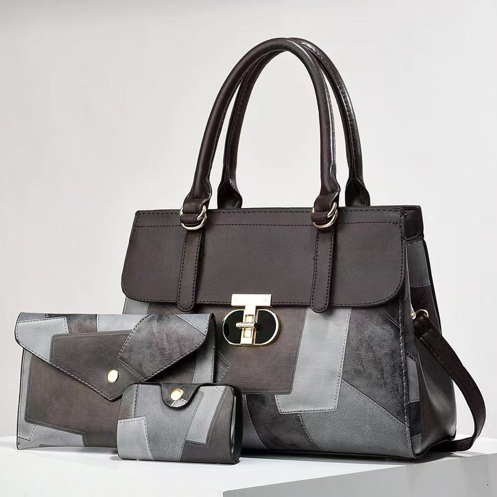Fashionable New Contrast-color Patchwork Mother-and-child Bag