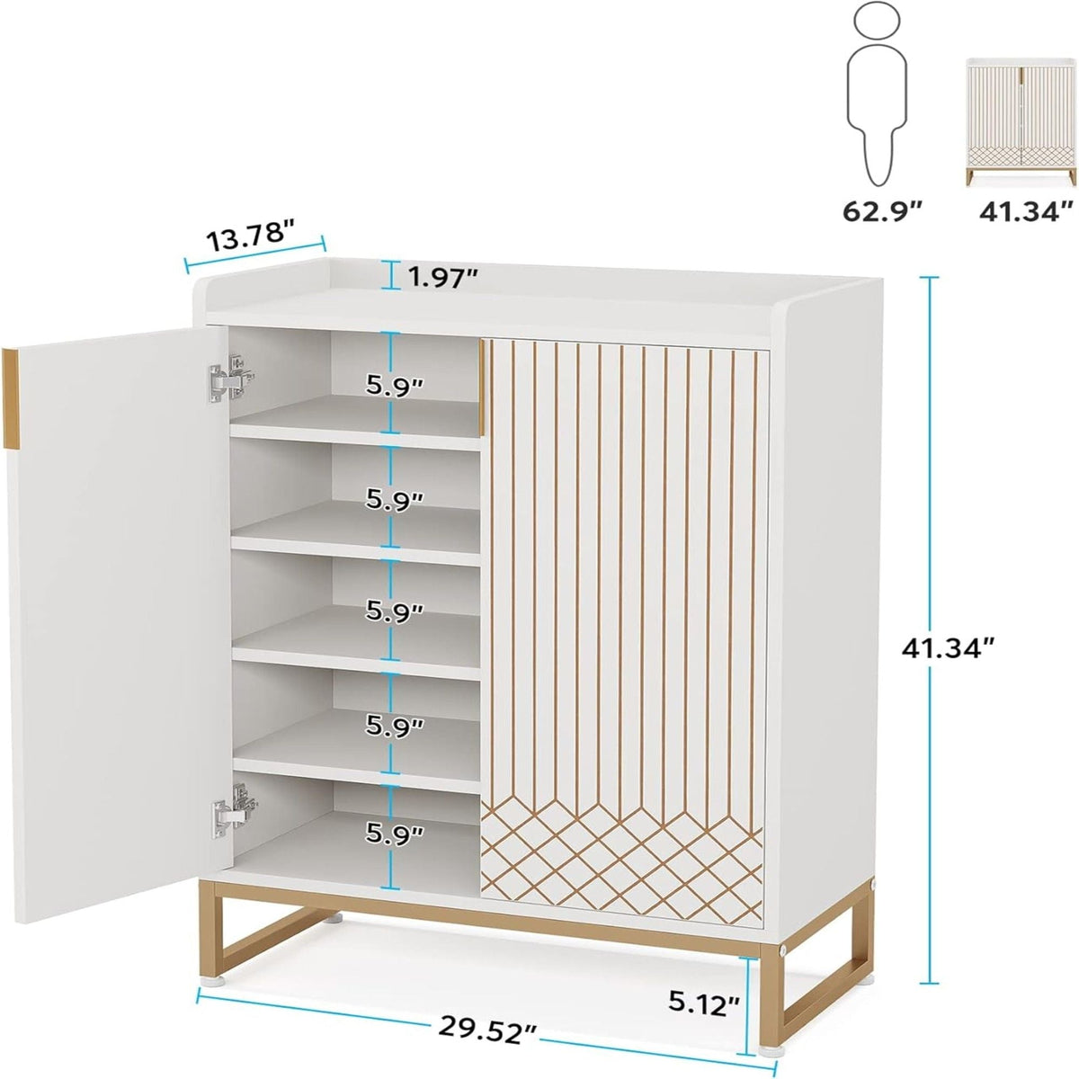 5 Tiers Shoe Storage Organizer With Doors