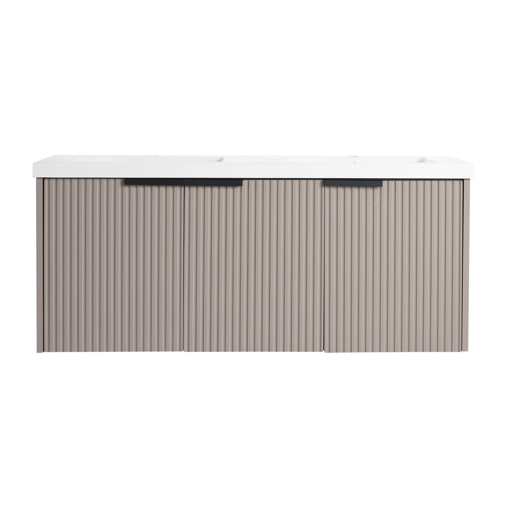 Contemporary Wall Mounted Bathroom Vanity With Resin Double Sink