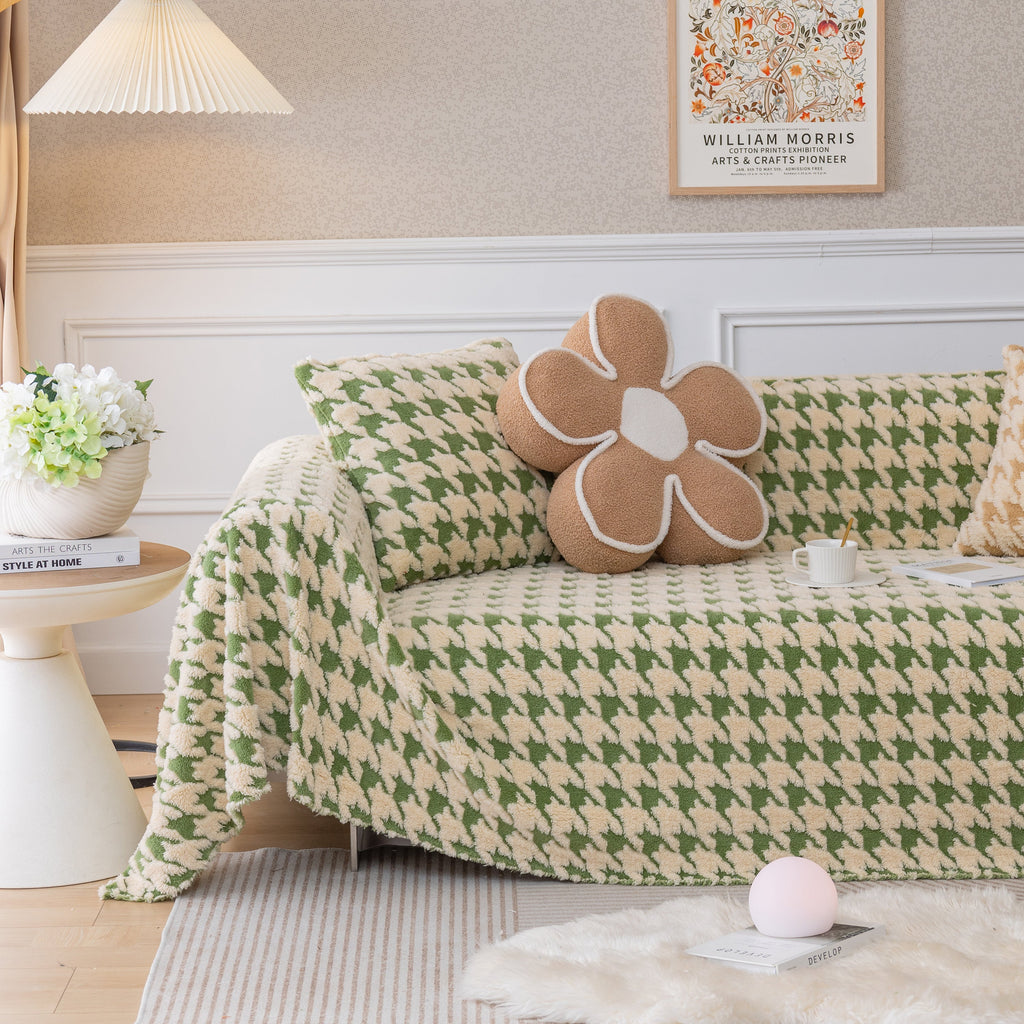 Luxury Plush Universal Couch Cover Blanket, Washable Couch Protector Houndstooth Sofa Covers