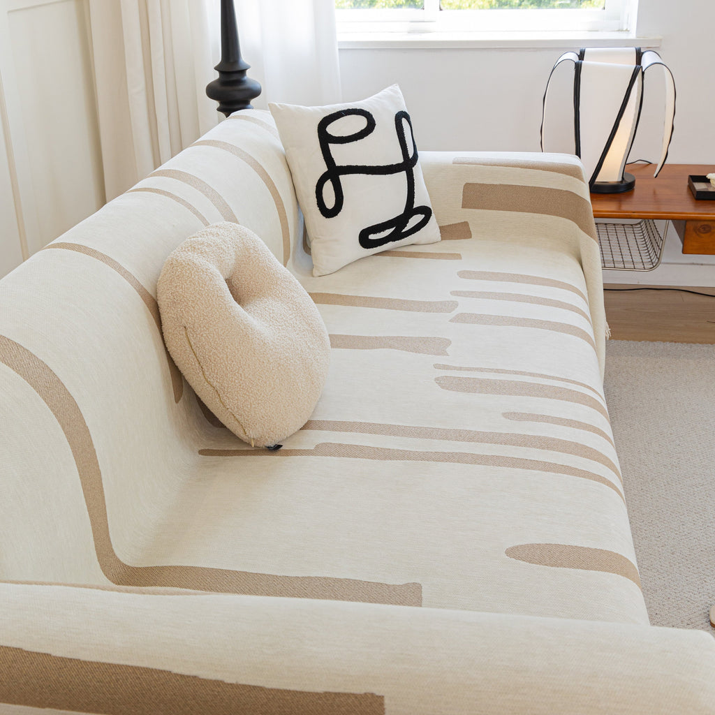 Soft Cozy Chenille Throw Cover for Couch with Tassel Accents, Dustproof Soft Throws for Sofa