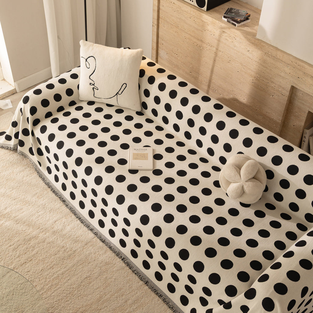 Chenille Polka Dot Sofa Cover Throw, Soft Thick Couch Cover Blanket Furniture Covers