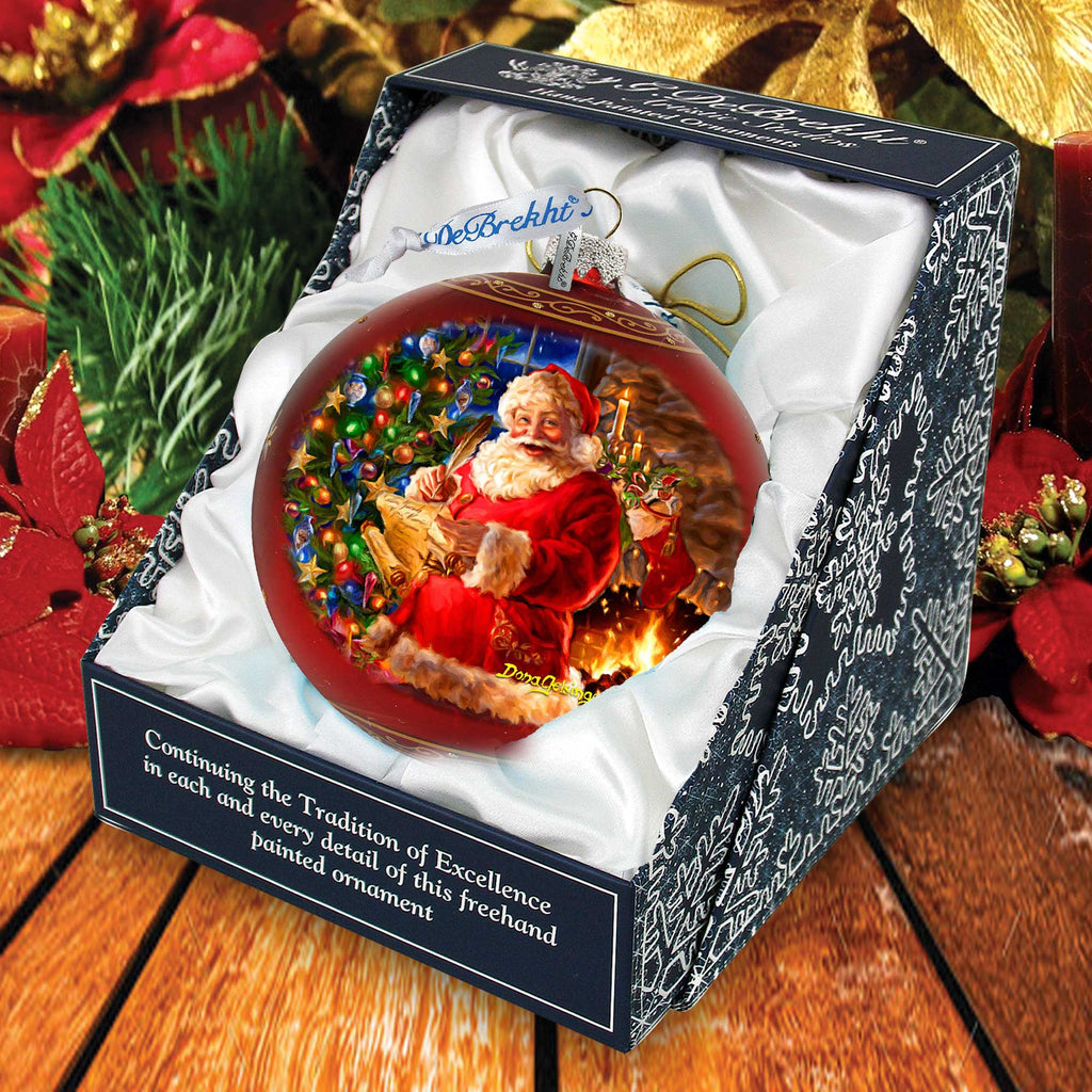 Wish List Santa Lg Glass Ornament in Red by Gelsinger - Christmas Decor - 73925R-DG