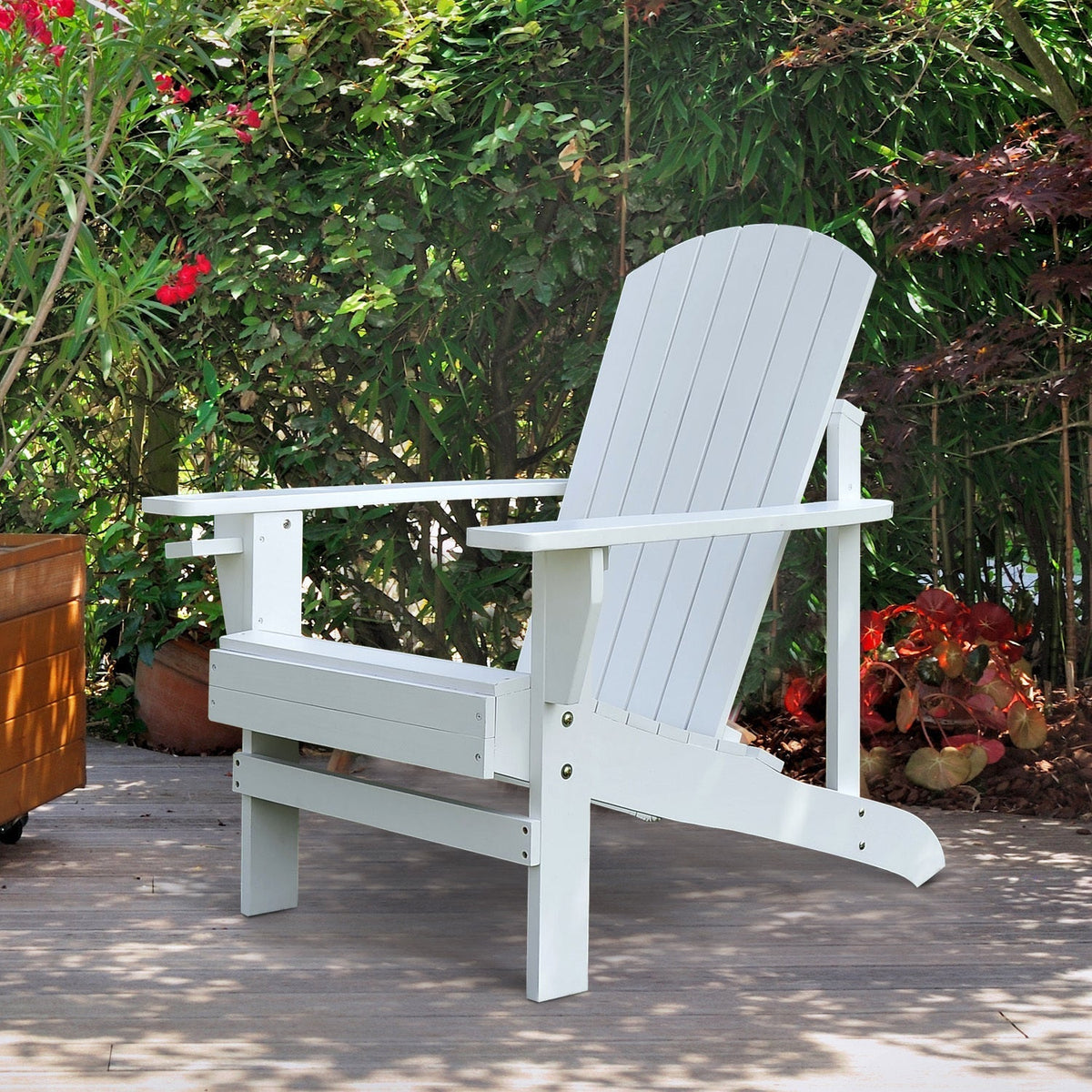 Classic Wood Adirondack Chair with Cupholder