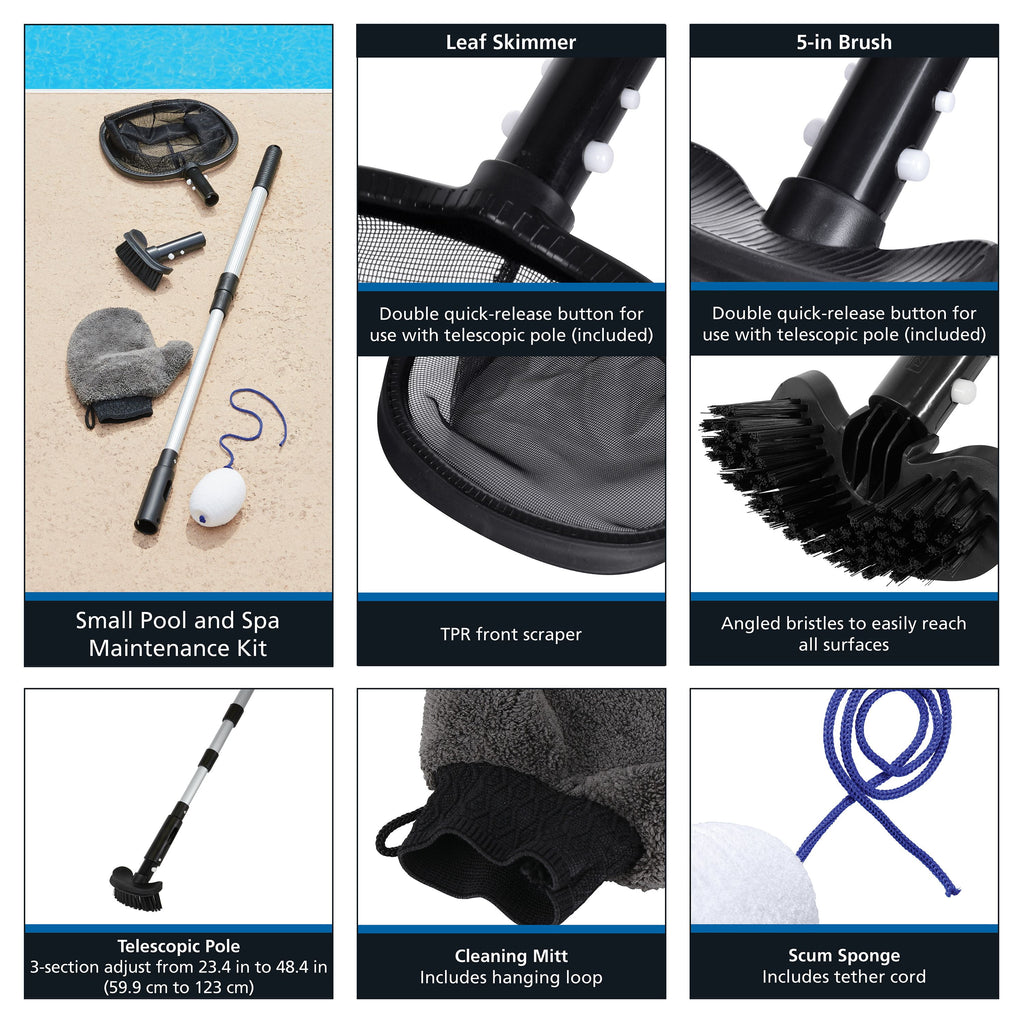 Maintenance Kit for Spas - 5 Piece - Black & Grey - 22 in X 3.5 in X 13.5 in - Alu & PP