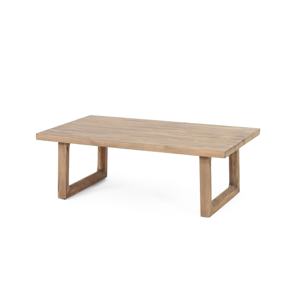 Outdoor Acacia Wood Loveseat and Coffee Table Set with Cushions