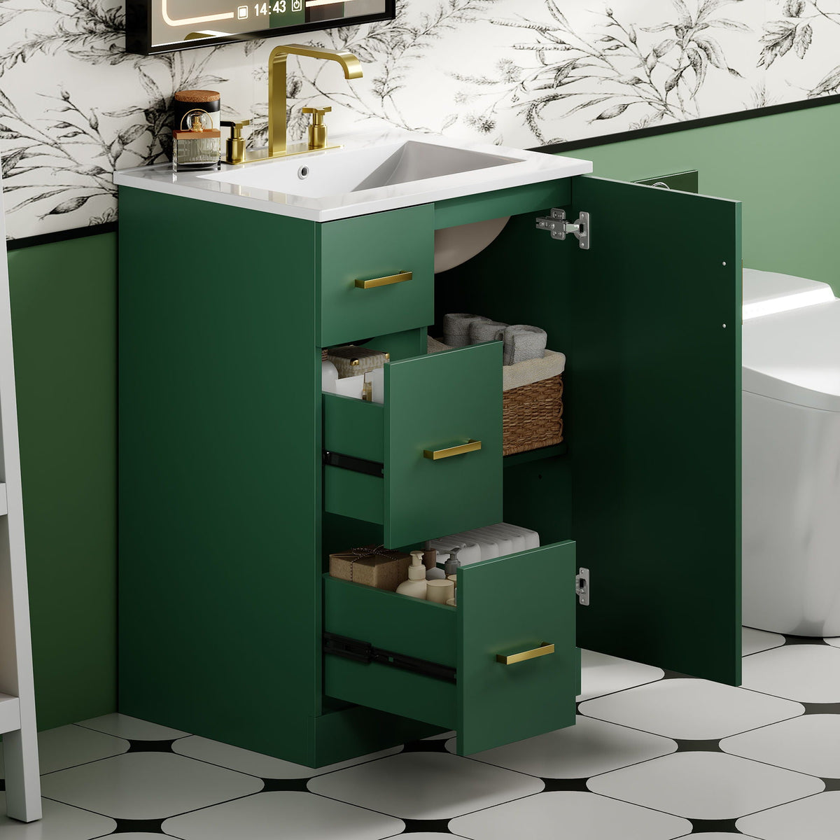 Bathroom Vanity With Under Mount Sink, 2 Drawers And Soft Closing Door