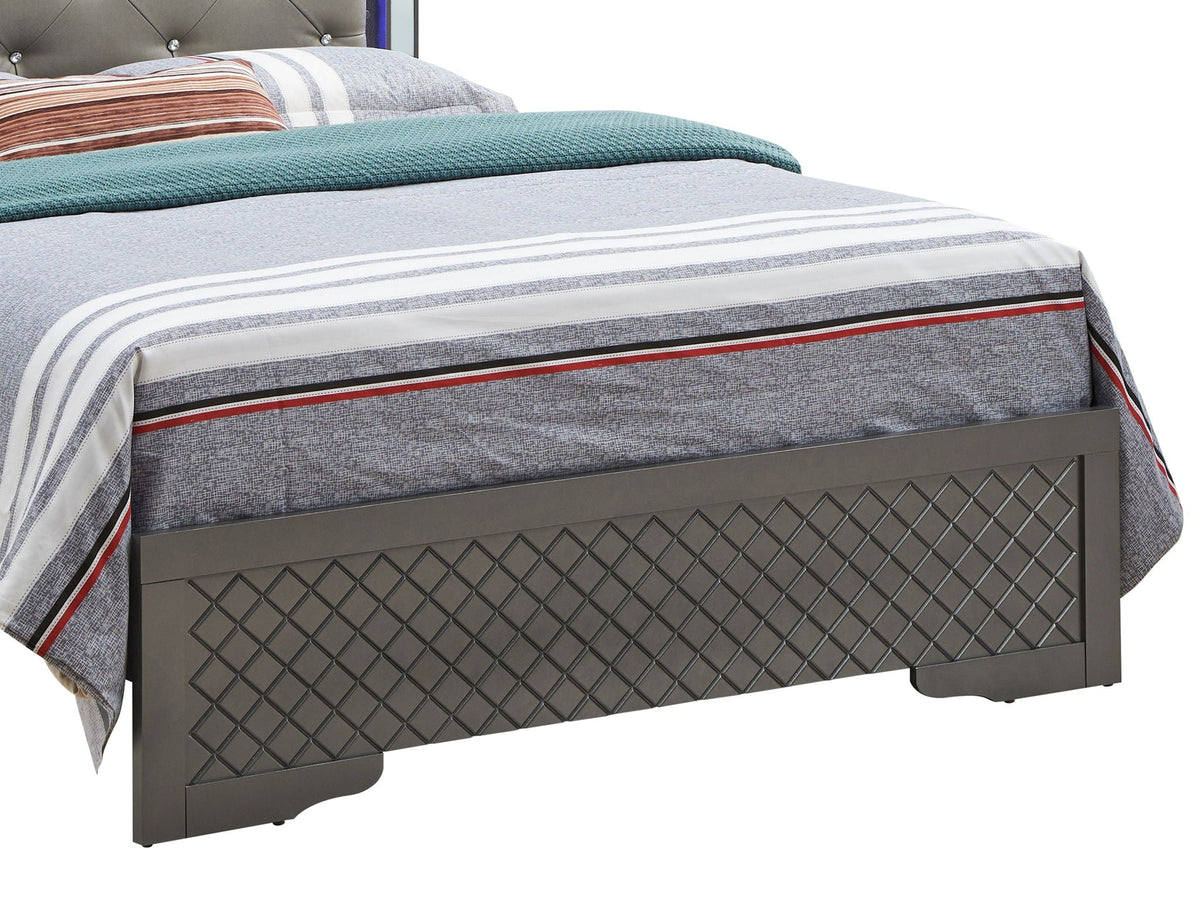 Bed With LED Light Accents Headboard