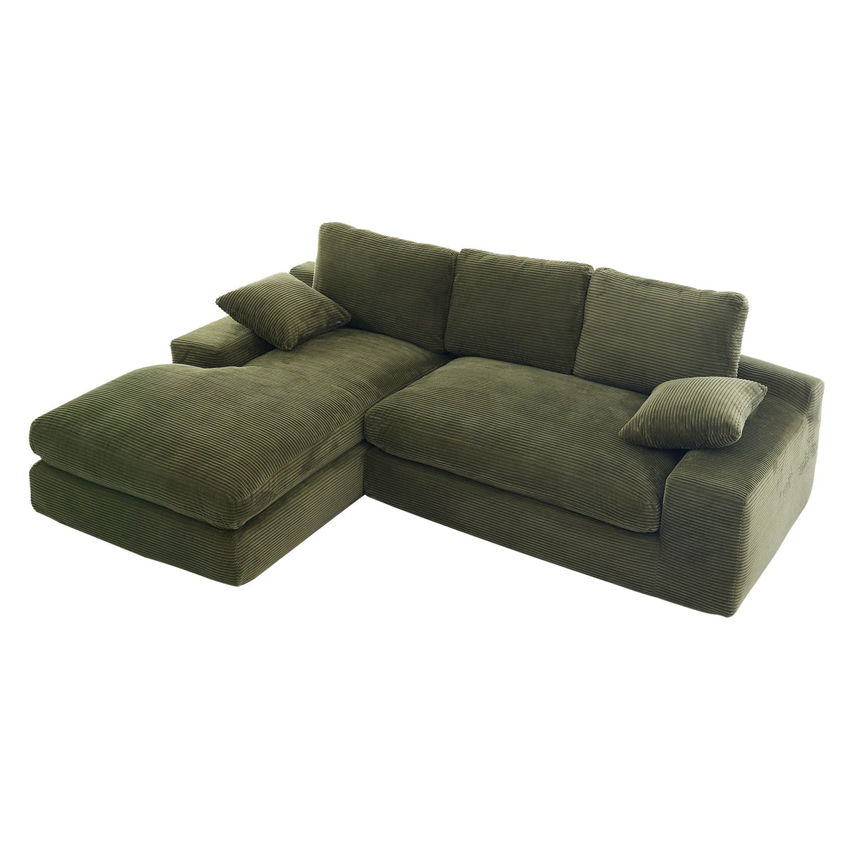 Compressed Sofa With 3 Back Cushions, 2 Throw Pillows