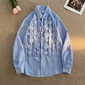Long-sleeved Niche-style Knitted Striped Blouse Cardigan