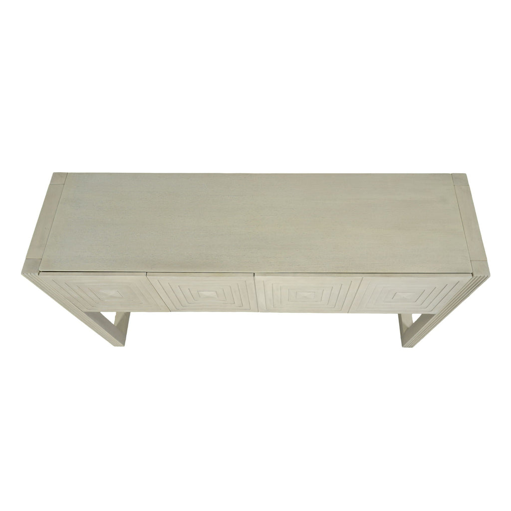 Geometric Carved Console Table With 3 Soft Close Drawers