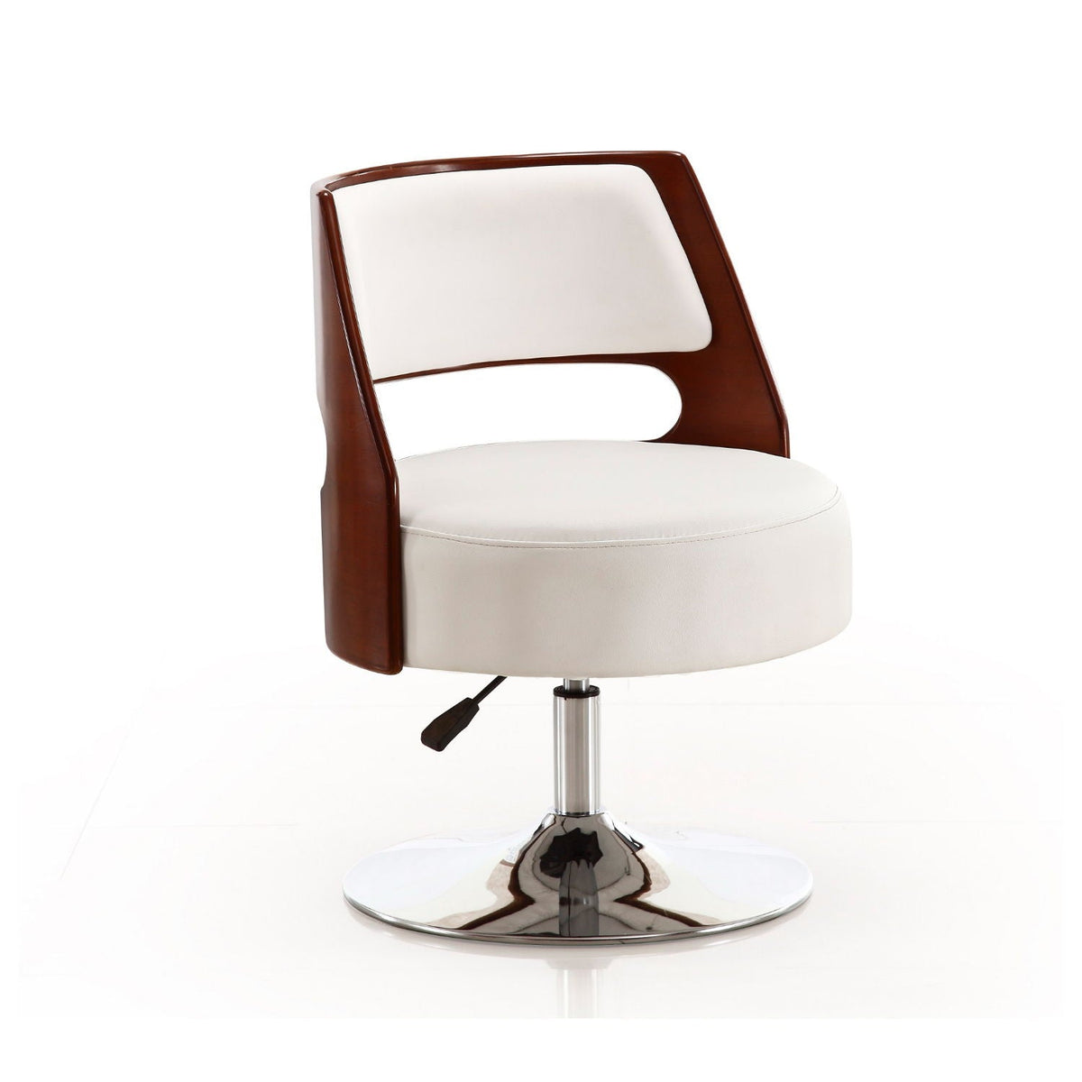 Salon - Swivel Lounge Chair 2 Tone Design With Adjustable Height And Full Swivel For Living Room - White