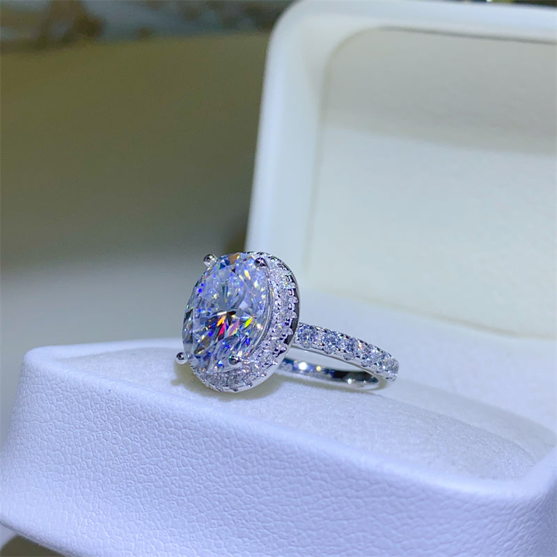 5 Carat Oval-Cut Sparkala™ Pure Sterling Silver Ring