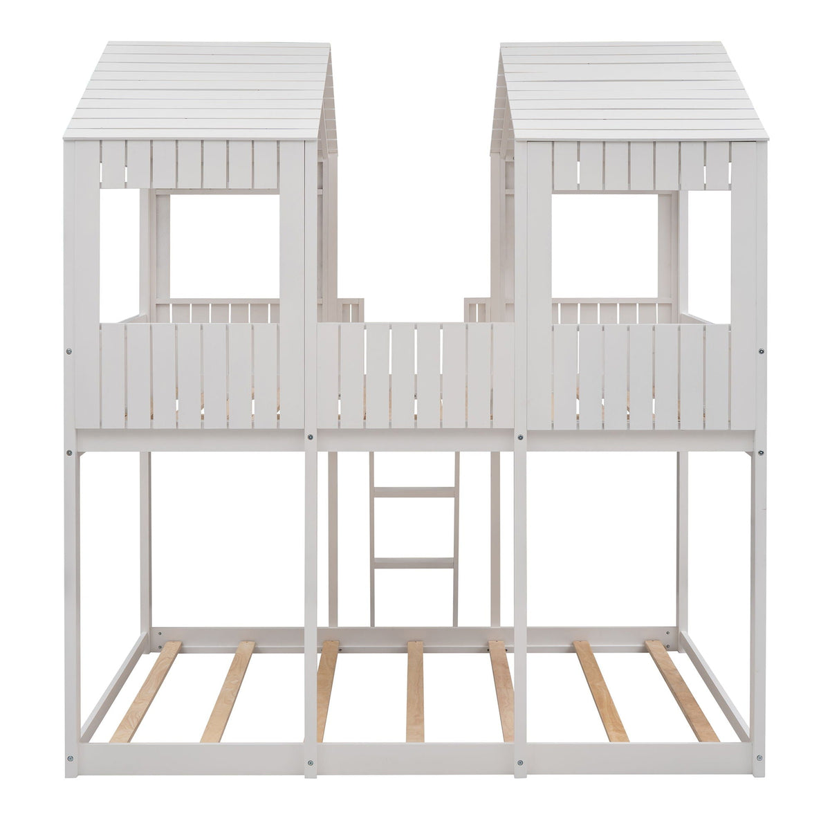 Bunk Bed With Roof, Window, Guardrail, Ladder