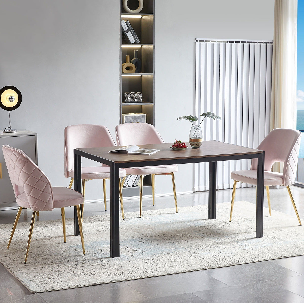 Dining Chairs With Metal Legs And Hollow Back Upholstered Dining Chairs