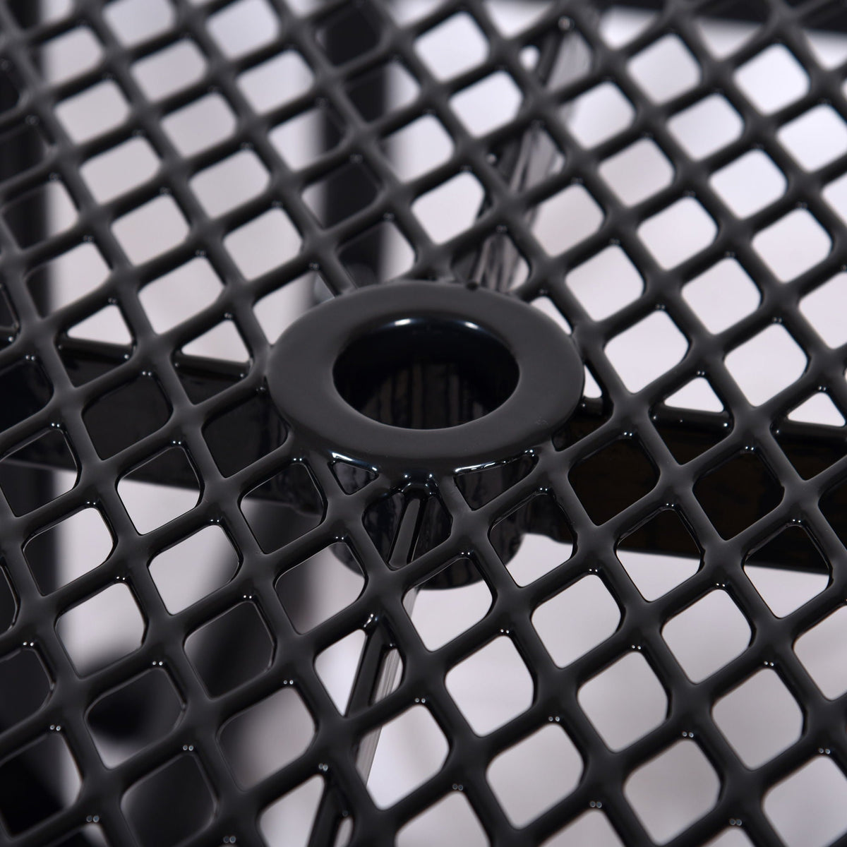 Square Outdoor Steel Picnic Table, With Umbrella Pole