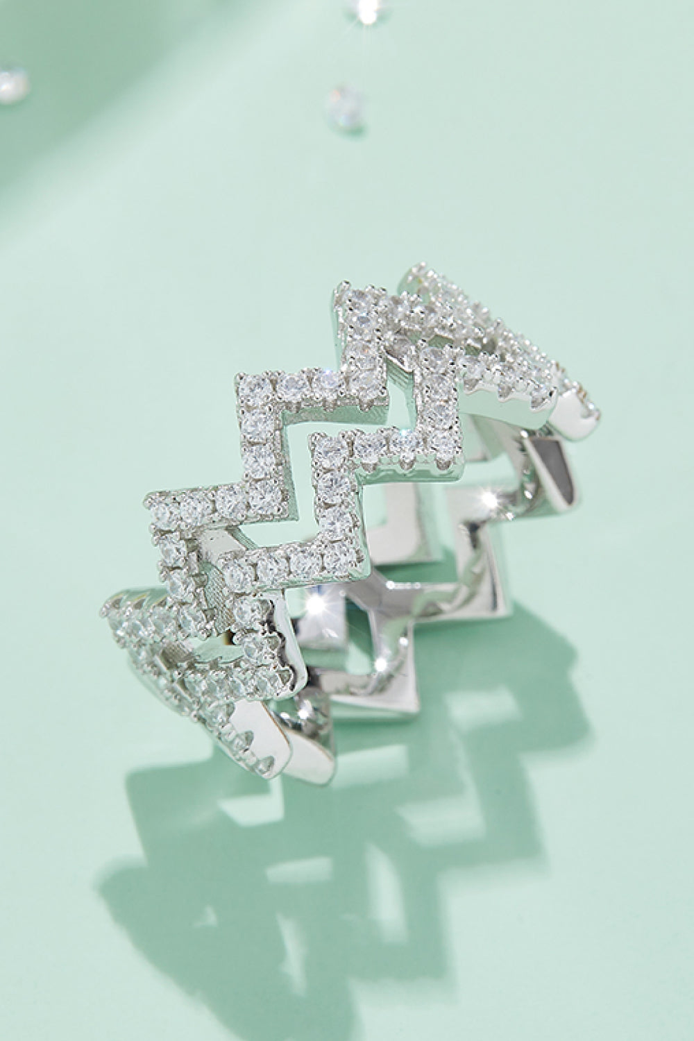 Adored Sparkala™ Zigzag Stacking Rings (Platinum Over Pure Sterling Silver)